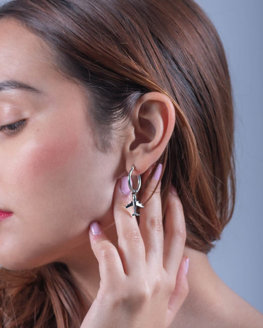 Silver Earring with Airplane Hook: A stylish way to carry your love for travel and adventure wherever you go.