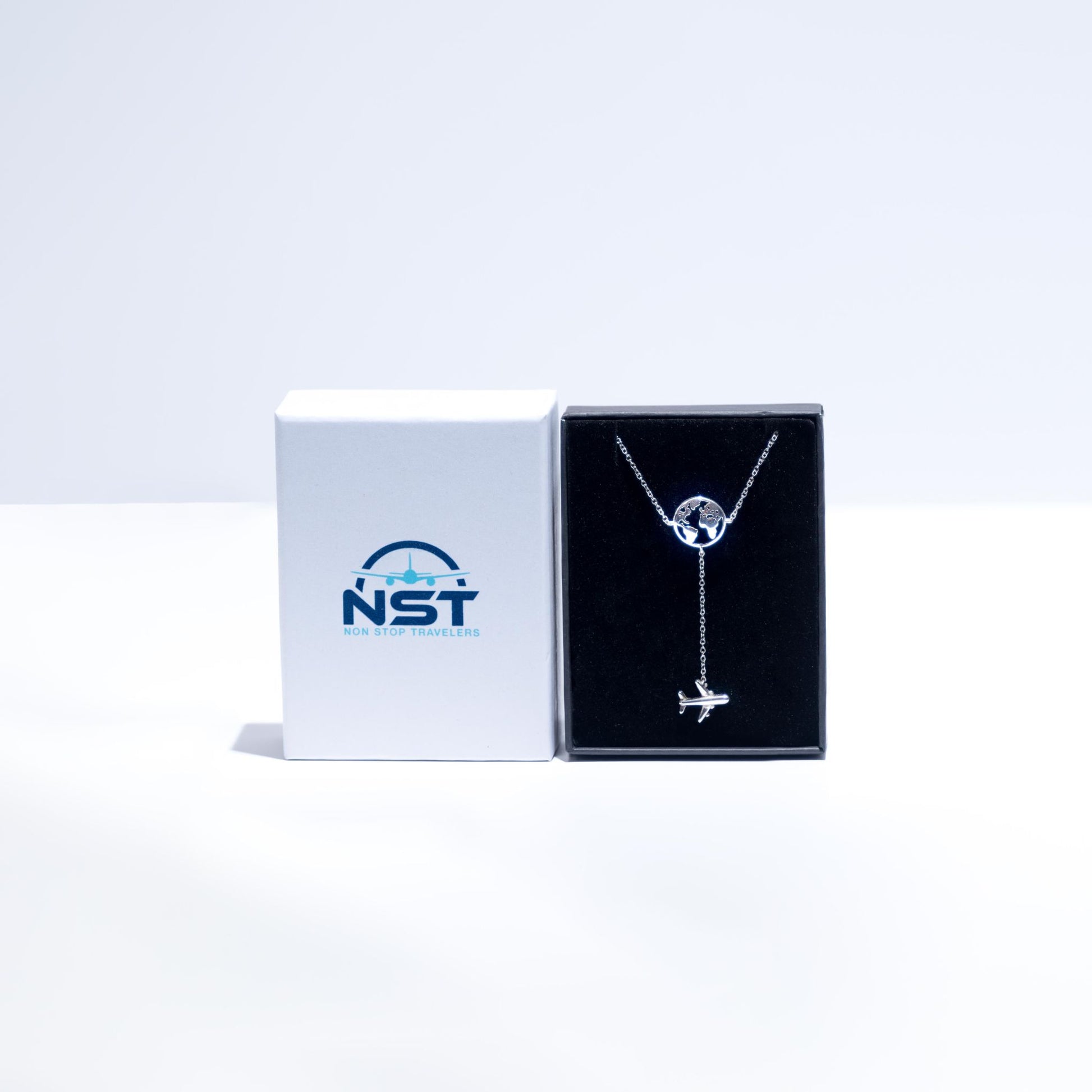 925 Sterling Silver Necklace with Globe and Airplane: Delivered in a premium box, perfect for gifting to the adventurer in your life.